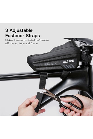 Moveevo Siyah Eva Materyal Dağ Bisikleti Ön Çubuk Çantası, Tpu Şeffaf Pencere, Telefon Taşıma Fonksiyonu, 210 110 110mm Siyah