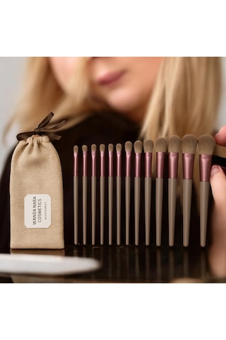 Wanda Nara Cosmetics Profosyonel Premium Beauty Kahve-gri Makyaj Aplikatör Fırçası 13 Lü Set