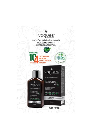 Keratin Men Erkeklere Özel Kepek Karşıtı, Dökülme Karşıtı Hızlı Uzama Etkili Bitkisel Şampuan Tüm Saç Tipleri