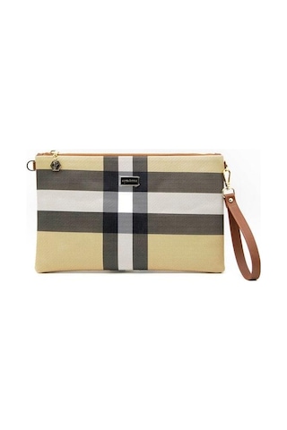 Silver Polo Sp1034 Kadın Portföy & Clutch Ekose Bej-taba