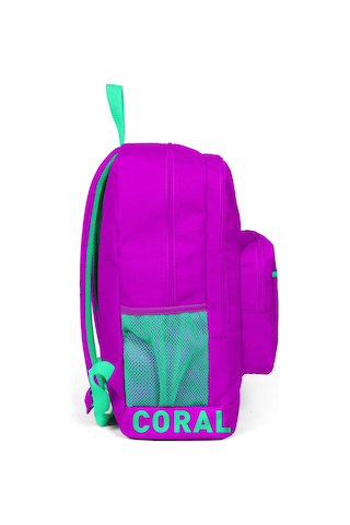 Coral High Nakış Logolu Usb Şarjlı Kulaklık Çıkışlı Koyu Pembe Sırt Çantası