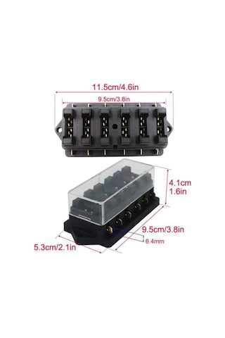 6 Kanallı Bıçak Sigorta Kutusu - Şeffaf Kapaklı 12v 24v