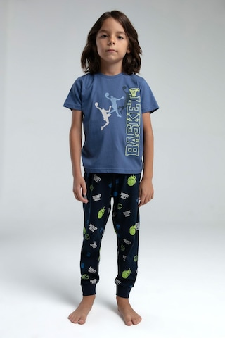 Roly Poly 3530 Garson Erkek Çocuk Bisiklet Yaka Kısa Kollu Pijama Takım Okyanus