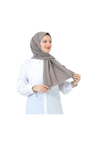 Şal Zarif Başörtüsü Eşarp Tesettür Giyim Uzun Abiyelik Koyu Vizon