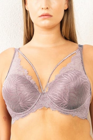 Magic Form 4686 Kadın Taşlı Dantelli Sütyen-çinko Kahve