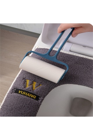 Skycity Gri Ev Tipi Kalınlaşmış Su Geçirmez Evrensel Tuvalet Koltuk Kılıfı Basit Desenli Tuvalet Üstü Pad Mavi