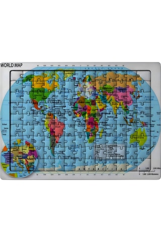 Ghostbastır Design Eğitici Dünya Haritası 99 Parça Ayaklı Puzzle Dekoratif Çocuk Yapbozu 056