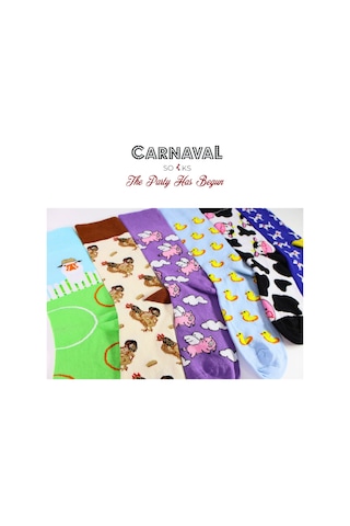 Carnaval Socks Çiftlik Hayvanları Desenli Tasarım 6'lı Çorap Kutusu Çok Renkli