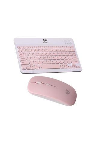 Blueforce Km-33 Wireless Bluetooth Kablosuz Klavye Mouse Set Pembe Optik