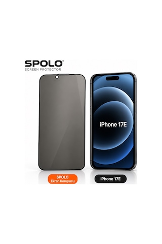 Spolo Apple iPhone Uyumlu 17e Hayalet Ekran Koruyucu Gizlilik Camı Yan Görüş Önleyici