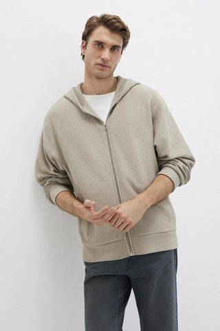 Mavi Erkek Kapüşonlu Fermuarlı Sweatshirt M0s10520 Sis Gri Sis Gri