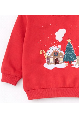 HelloBaby Kız Bebek Pamuklu Sweatshirt Desenli Model Koyu Pembe - Pembe