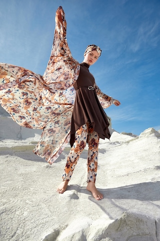 Adasea Uv Korumalı Mayo Üzerine Tek Pareo Kimono 1708 Bej Bej