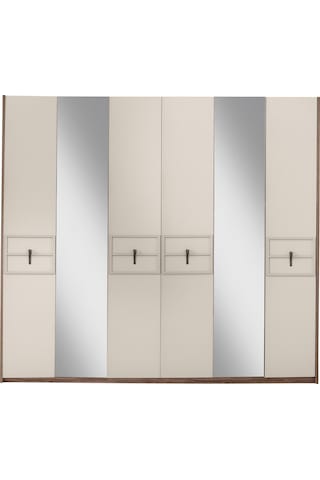 Ay Işığı 6 Kapaklı Aynalı Elbise Dolabı Gardrop 237x60x214 Bej
