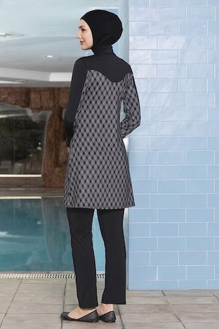 Likralı Tam Kapalı Tesettür Mayo 1272 Siyah Siyah