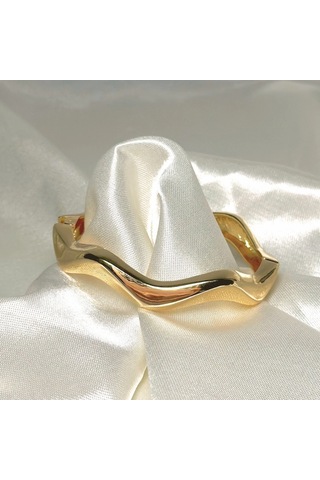 Dalgalı Şık Kelepçe Gold Gold