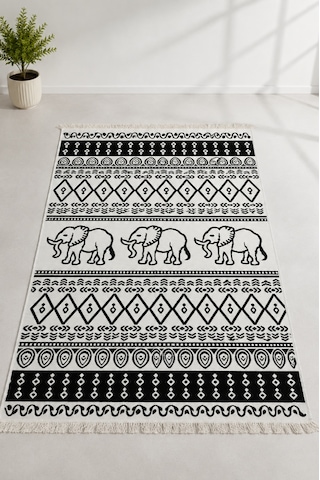Kilim Paspas Çok Amaçlı Halı Makinede Yıkanabilir Toz Yapmaz Siyah 5