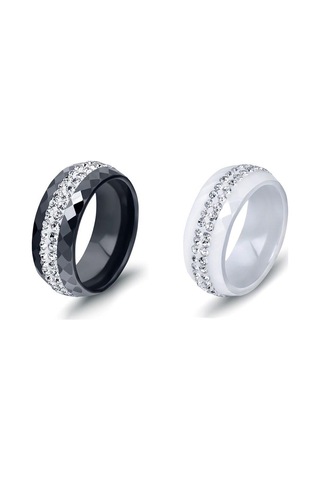 Siyah Moda Siyah/beyaz Şık Seramik Alyans 9 Siyah