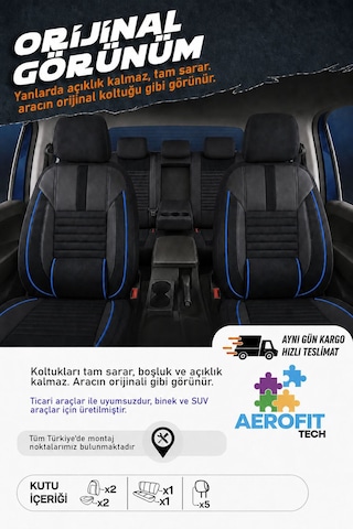Vw Sharan Shadow Mavi Tay Tüyü Oto Koltuk Kılıfı Tam Set-kolay Montaj-terletmez-ortopedik 1995-2000