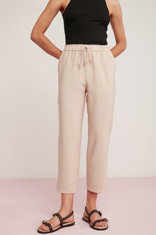 Ethıquet Berta Kadın Bengalin Kumaşlı Beli Kordonlu Boru Paça Jogger Bej Pantolon