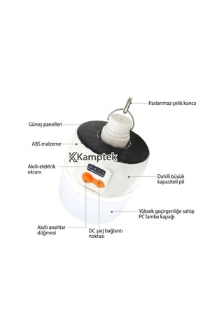 Güneş Enerjili Fonksiyonlu Kamp Doğa Çadır Dış Mekan Lambası 240w Asma Aparatlı Renkli