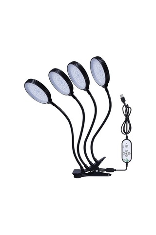 Tongxida Led Bitki Büyüme Lambası Usb Uzaktan Kumandalı Klips, Su Geçirmez Tam Spektral Doğal Beyaz Fide Işığı, 60w Dört Baş Diğer