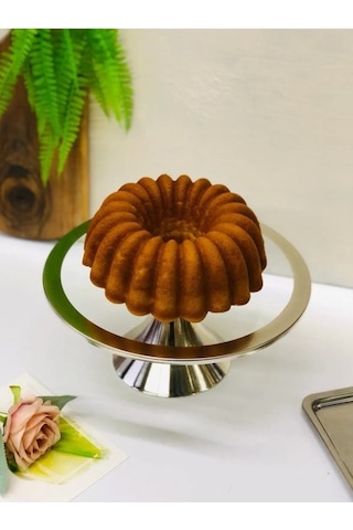 Gümüş Yuvarlak Kek, Kurabiye Ve Ayaklı Pasta Standı