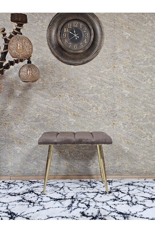 Zafir Gold Sivriltme Ayaklı 60 Cm Puf Bench - Puf - Bench - Oturak - Mutfak Oturağı - Antre Oturağı Kahverengi