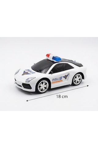 3D Işıklı Sesli Pilli Çarp Dön Mekanizmalı Polis Detaylı Tasarımlı Oyuncak Polis Arabası