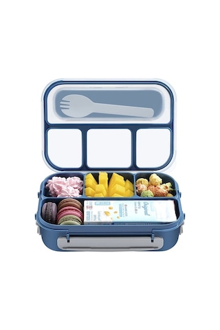 Ebitda Japon Öğle Yemeği Kutusu, Bölmeli, Mavi 1.3l, 22.6x16.1x6.5cm, Öğrenci Ve Kamp İçin Lacivert Mavi