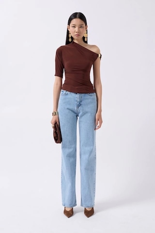 Aksesuar Detay Cutout Bluz Kahverengi