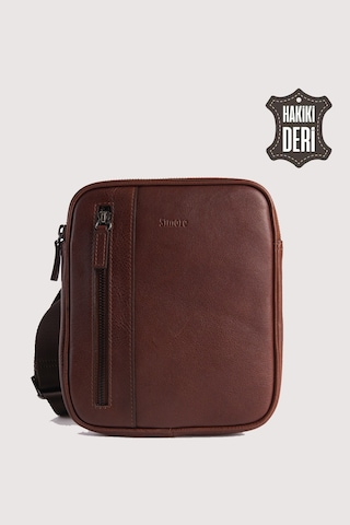Hakiki Deri Erkek Postacı Çantası Taba Smr9250 Taba