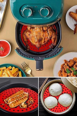 Ivory Air Fryer Silikon Pişirme Matı Yüksek Isıya Dayanıklı Kare Hava Fritözü Matı, Yapışmaz Delikli Yenide