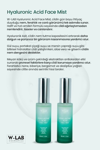 W-Lab Cosmetics Hyaluranic Acid Face Mist 30 Ml
