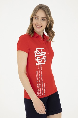 U.S. Polo Assn. Kadın Kırmızı Polo Yaka Tişört 50282889-VR030