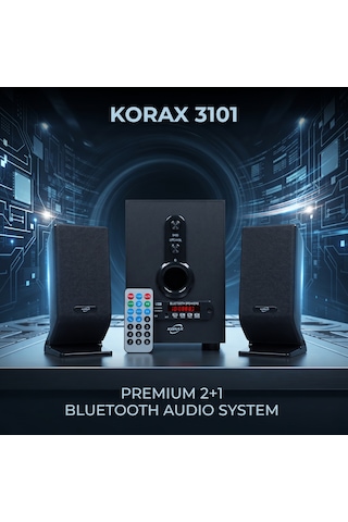 Korax 3101 2+1 Bluetooth Ses Sistemi - Ofis, Ev, Kafe Için Subwoofer Hoparlör Usb/sd/aux/fm Radyo