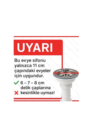 Çöpmak Evye Sifonu Yandan Taşmalı 32 Çıkışlı 11 Cm Çap Koku Önleyici Ve Tıkanma Yapmayan