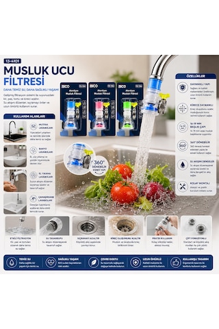 Lunaev 12 Adet Musluk Ucu Filtresi 2 Katmanlı - Taşlı - Pervaneli 360 16 - 19 Mm Tüm Musluklara Açık Ahşap