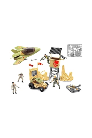 The Corps Mission Terrain Battle Askerî Oyun Seti Jet, Tank, Arazi Aracı Ve 4 Eklemli Asker Figürü