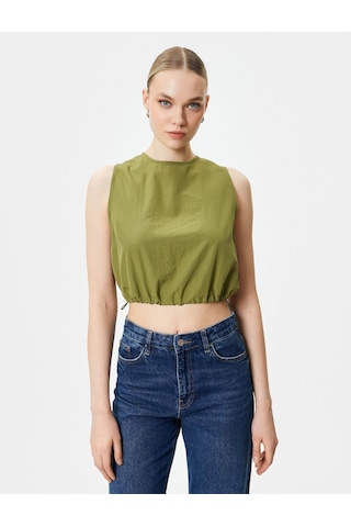 Koton Crop Üst Paraşüt Kumaş Kolsuz Beli Lastikli Haki 4sak30025pw 4SAK30025PW854 Haki
