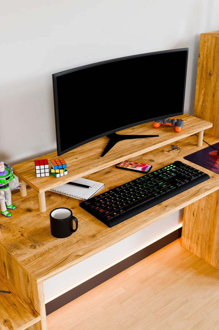 Moyo Monitör Yükseltici, Ekran Yükseltici, Masa Üstü Organizer Atlantik Çam