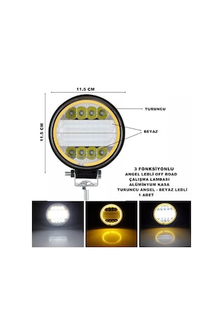 Off Road LED Turuncu Angel - Beyaz Ledli 3 Fonksiyonlu 1 ADET