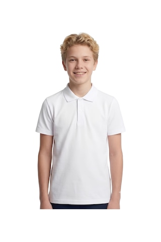 Modanino Erkek Çocuk %100 Pamuk Ve Okul Tarz T-shirt 4-16 Yaş 12726at Beyaz