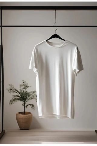 Vexor Kadın Bisiklet Yaka Oversize T-shirt Kırık Beyaz