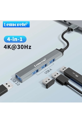 Lemorele 4'in 1'i Hub Çoklayıcı Type-c Girişli 4 Port 3.0 480mbps