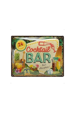 Retro Metal Levha, 30 X 40 Cm, Kokteyl Bar Bar Aksesuarı Olarak Hediye Fikri, Metal, Vintage Tasarım Dekorasyon İ