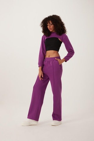 Quhox Kadın Oversize Crop Mor