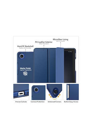 Samsung Uyumlu Galaxy Tab A11 Plus 11inç X230 Kılıf Pu Deri Smart Standlı Case Uyku Modlu X235 X236f