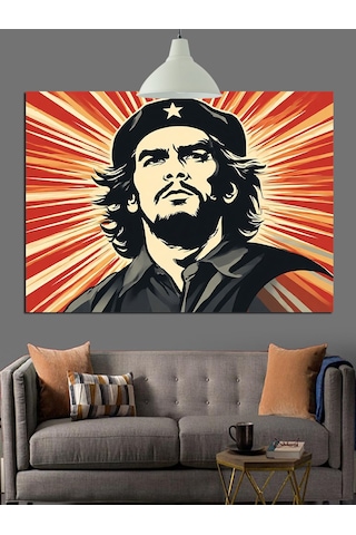 Che Guevara Siyah Portresi Dekoratif Kanvas - Mdf Ahşap Tablo