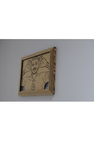 Led Işıklı Lazer Tasarımı Ünlü Futbolcu Figürlü Tablo Galatasaray Temalı Özel Tasarım Çerçeveli